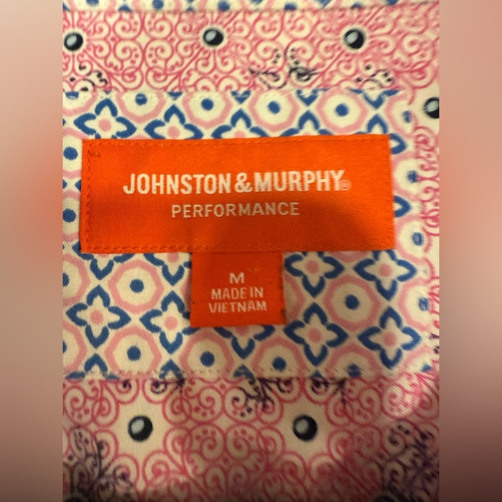 Johnston Murphy Performance S/S Shirt Geometric Design M Excellent Condition - Picture 8 of 14